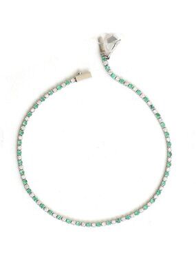 Green Emerald & Diamond 14K (18K Custom) Gold Tennis Bracelet